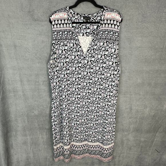 J Jill Wearever Collection Dress Women Extra Large Tall Black Floral Resort Boho - Picture 1 of 11